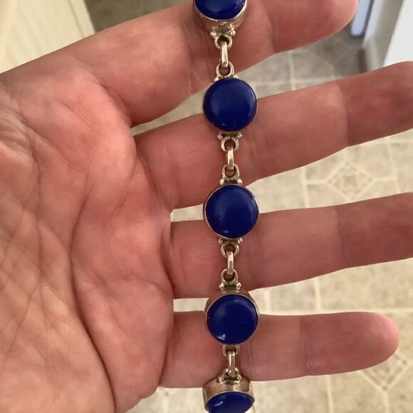 Sterling SILVER 925 LAPIS LAZULI WOMAN BRACELET​​ - Picture 4 of 7